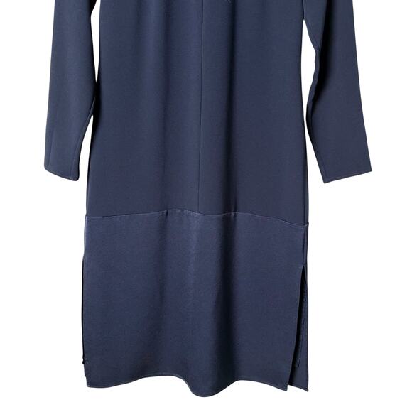 Jenni Kayne Navy Crewneck Long Sleeve Shift Midi Dress Side Slits Silk Lined, XS - Picture 6 of 14
